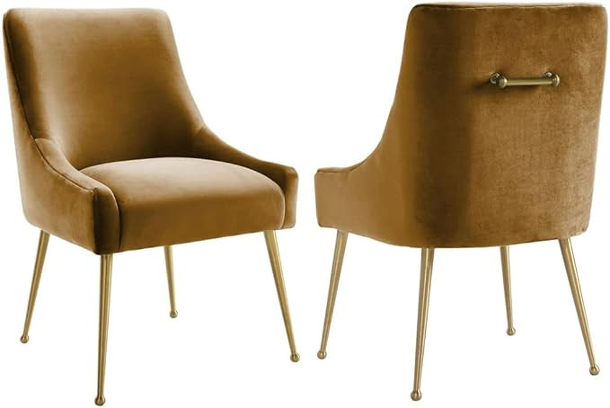 TOV Furniture Beatrix Velvet Side Chair in Cognac Orange Finish | Amazon (US)