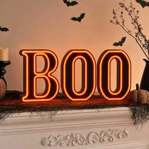 Halloween Decorations– BOO Light Up Sign for Halloween Decor Indoor | Amazon (US)