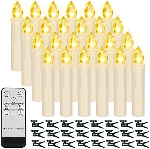 24PCS LED Flameless Taper Candles Flickering with Remote Timer, Battery Operated Waterproof Chris... | Amazon (US)