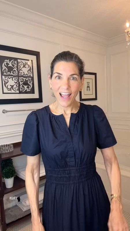 Loving this navy cotton poplin dress use INFG-HARROWSTYLE10 New customers will receive 10% off their first purchase @onequince #quincepartner #gift #ootd #over50 #fashion #styleinspo #outfitinspo #over50style #outfits #outfit #style