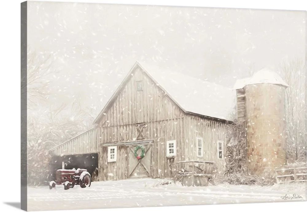 GreatBIGCanvas "NY Winter Barn" by Lori Deiter Gray White 24" in. W x 16" in. H Unframed Canvas A... | Walmart (US)