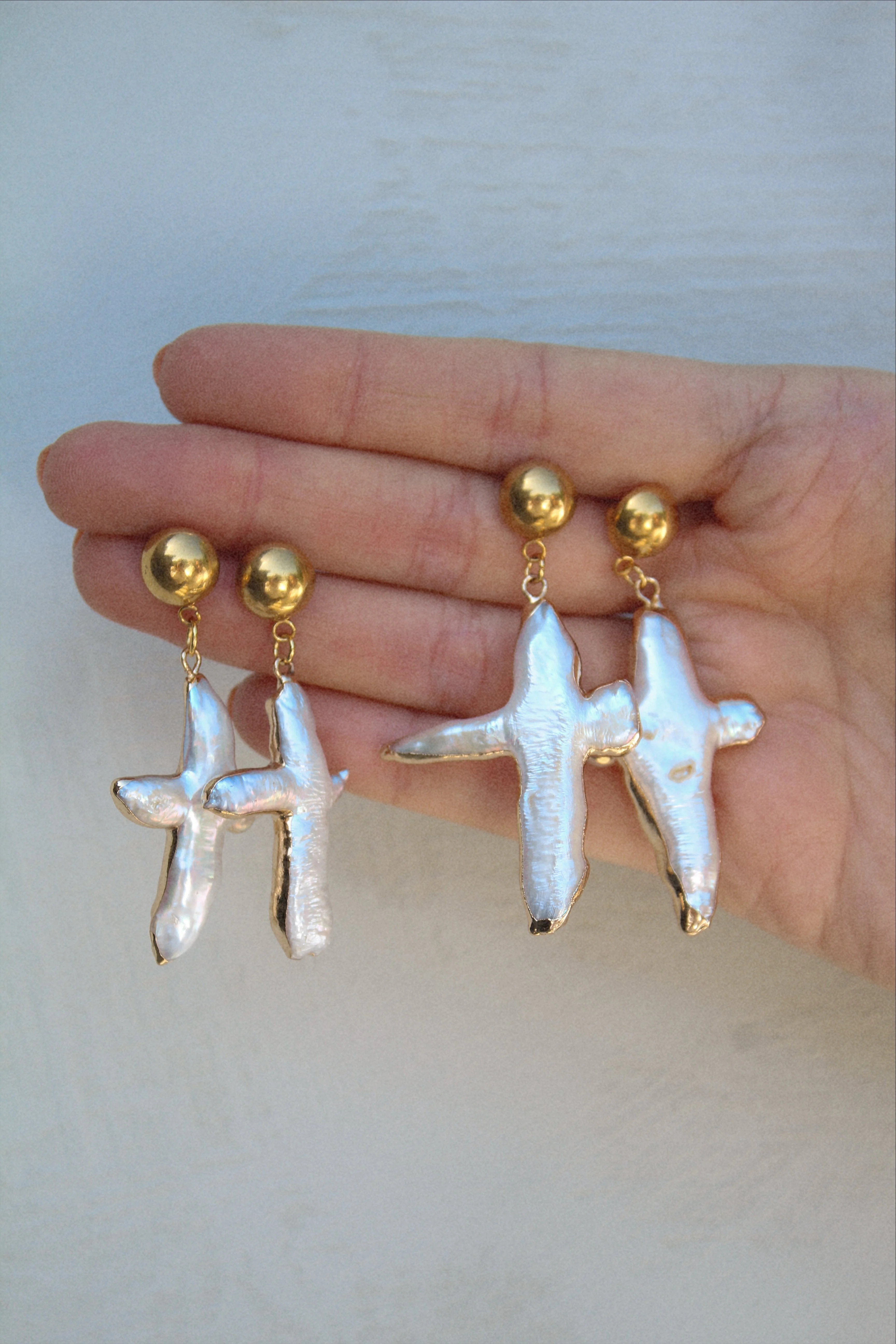 Pearl Cross Earrings | Joiana Jewelry