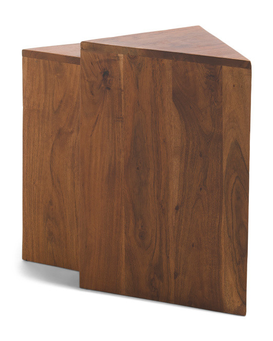 Set Of 2 Wooden Triangle Shaped Tables | TJ Maxx