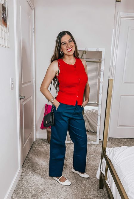 Red tank vest and casual chino pants ❤️ Wearing size XS in the vest and size 2 in the pants. Vest comes in black and pants come in other colors. Linked the shoes too. 



#LTKSeasonal #LTKFindsUnder50 #LTKWorkwear
