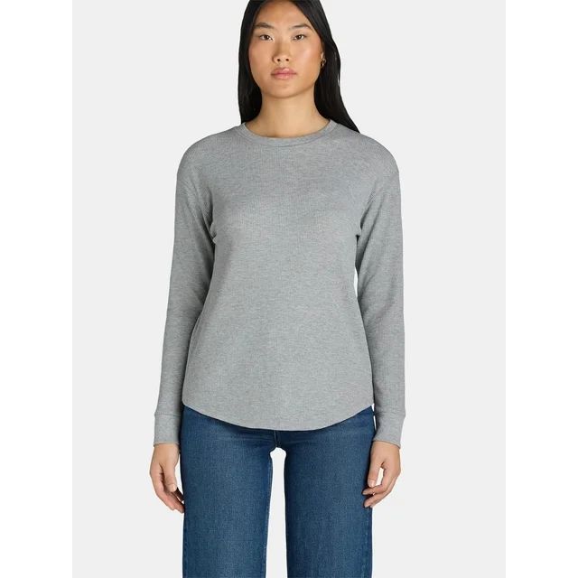 Time and Tru Women’s Essential Thermal T-Shirt with Long Sleeves, Sizes XS-XXXL | Walmart (US)