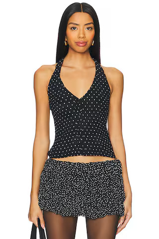 LIONESS Brat Halter Top in Onyx Polka from Revolve.com | Revolve Clothing (Global)