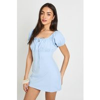boohoo Dames Cotton Milkmaid Cap Sleeve Dress | Baby Blue | Maat: 40 | Boohoo.com (NL)