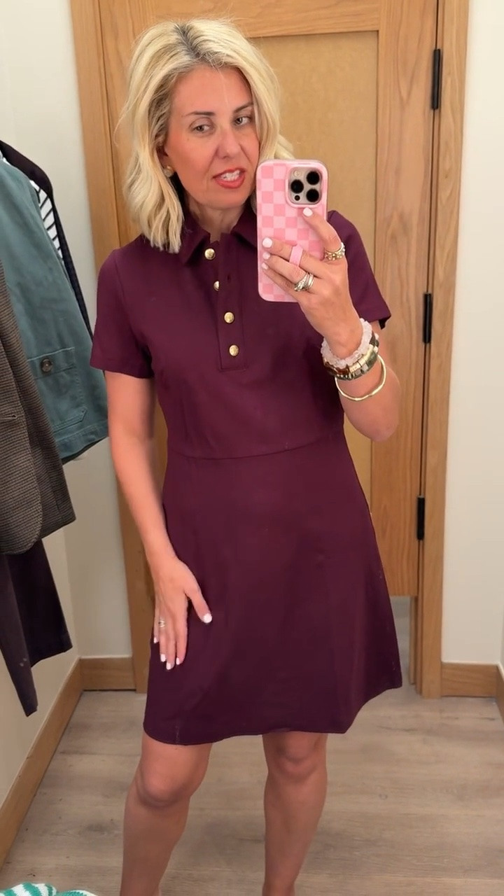Wow… the quality of this dress is amazing. The gold buttons instantly elevate it! 

Sizing:
Sweaters - 4 
Collared Dress - 2 
Midi Dress - 0
Pants & Jeans - 26P
Blazer - 2 
Green Jacket - small
Plaid Jacket - xs

#LTKdayinmylife #LTKmomlife #LTKOver40