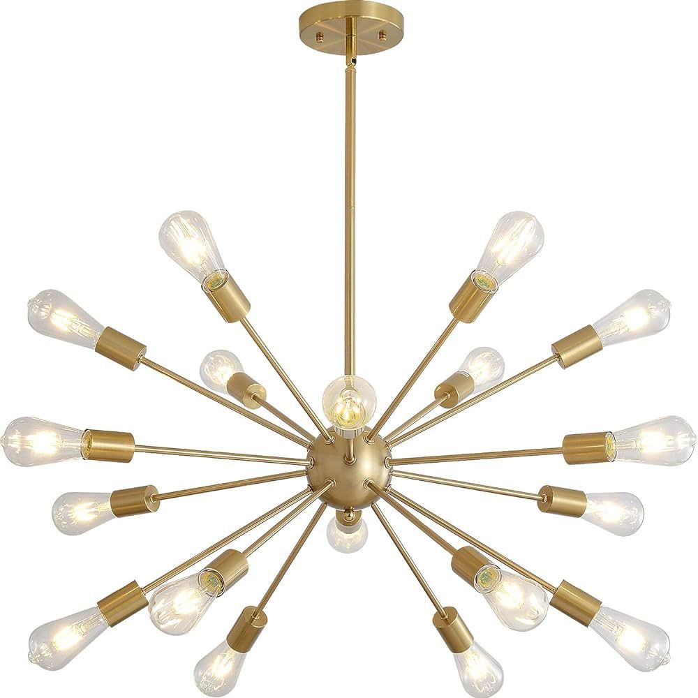 JKLX Mid-Century Sputnik Chandeliers 18-Lights, Modern Semi Flush Mount Ceiling Light Fixture Ind... | Amazon (US)