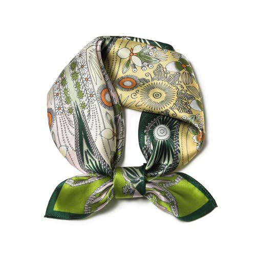 SHIROUYU 100% Mulberry Silk Scarf 21 "x 21" Square - Neck Scarf - Women Men Small Square Pocket Scarf - With Gift Packed, Grass Green, 53 * 53CM | Amazon (UK)