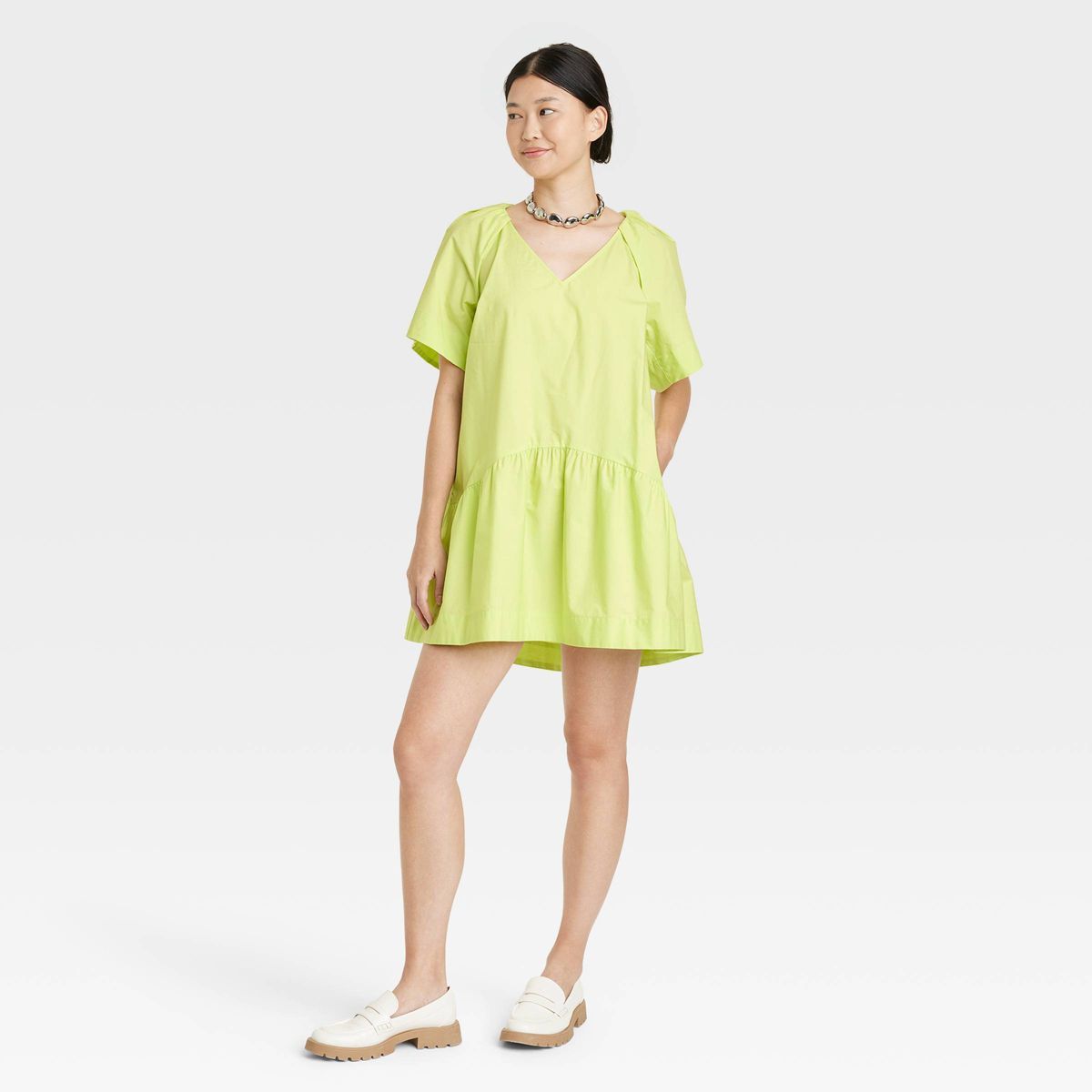 Women's Flutter Short Sleeve Mini Shift Dress - A New Day™ Lime S | Target