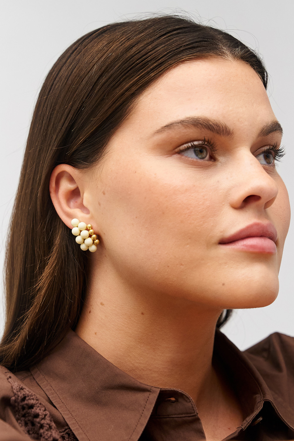 Pietra Earrings - 18K Worn Gold/Clotted Cream | Oroton | Oroton