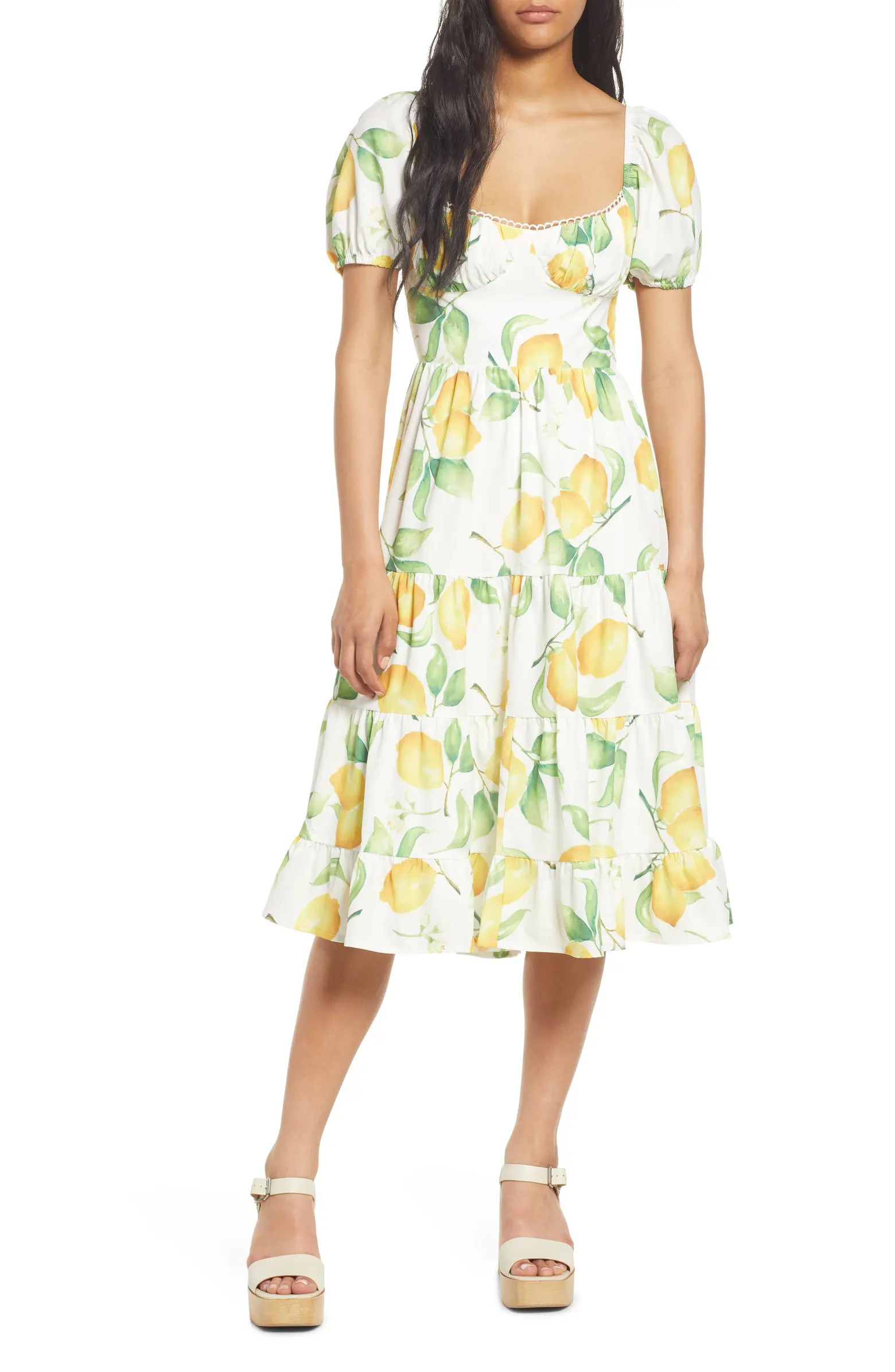 Lemon Print Empire Waist Dress | Nordstrom