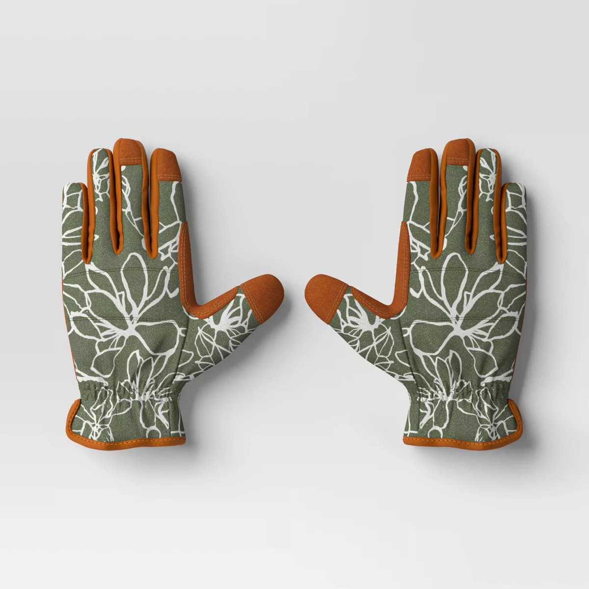 Outdoor Patio Duck Canvas Work Gloves Medium/Large Floral Moss Green - Threshold™ | Target
