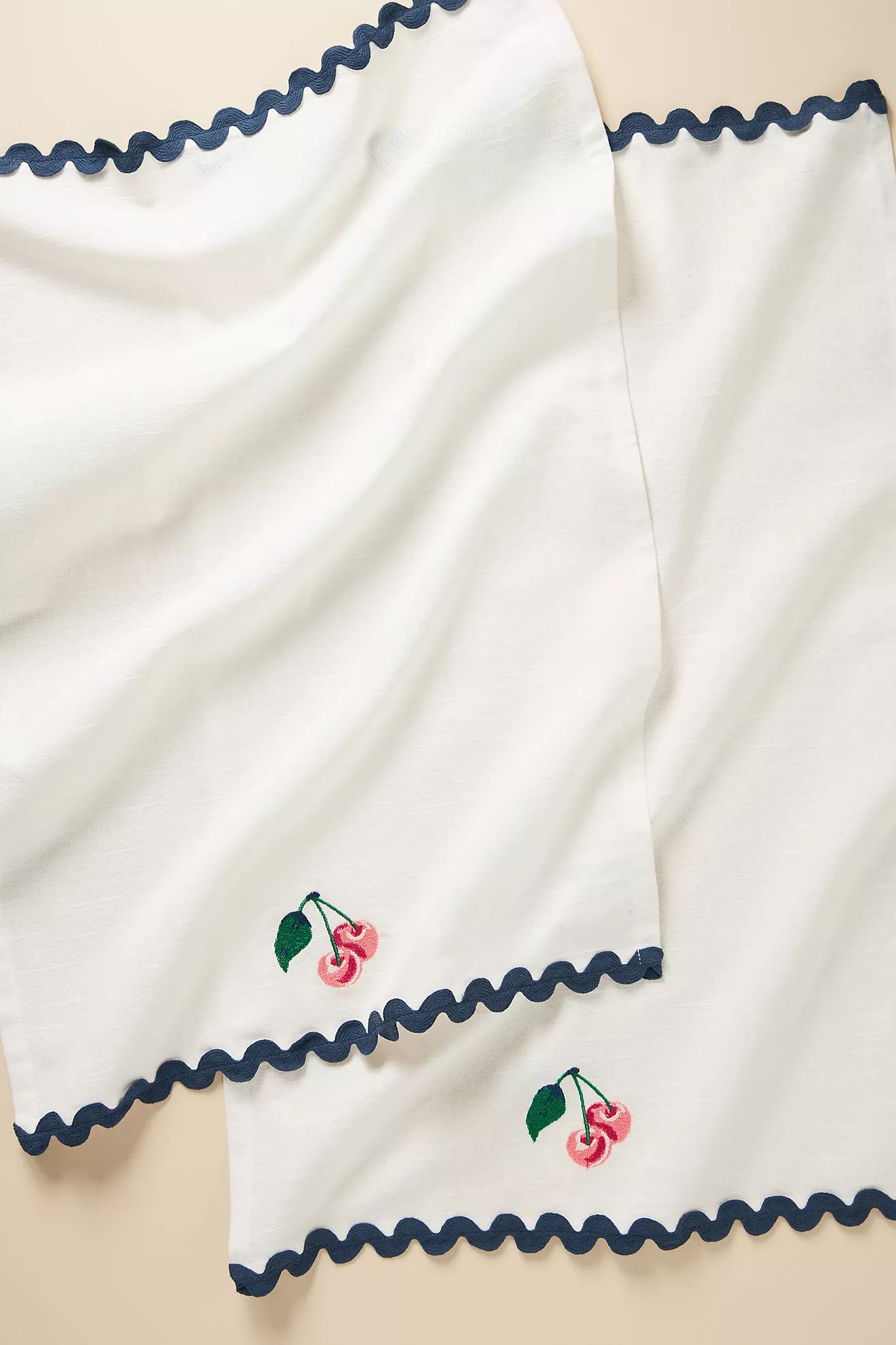 Maeve Embroidered Cherries Hand Towels, Set of 2 | Anthropologie (US)