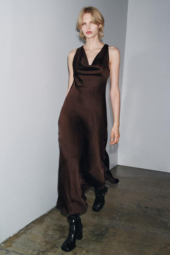 ZW COLLECTION SATIN LONG DRESS | Zara US