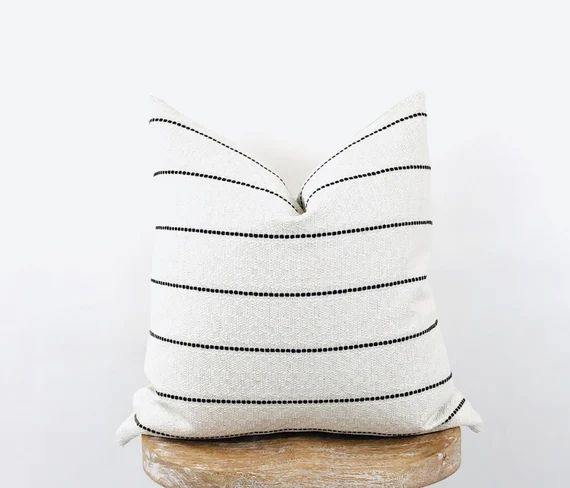 White Stripe Pillow Cover  Textured Off White & Black | Etsy | Etsy (US)