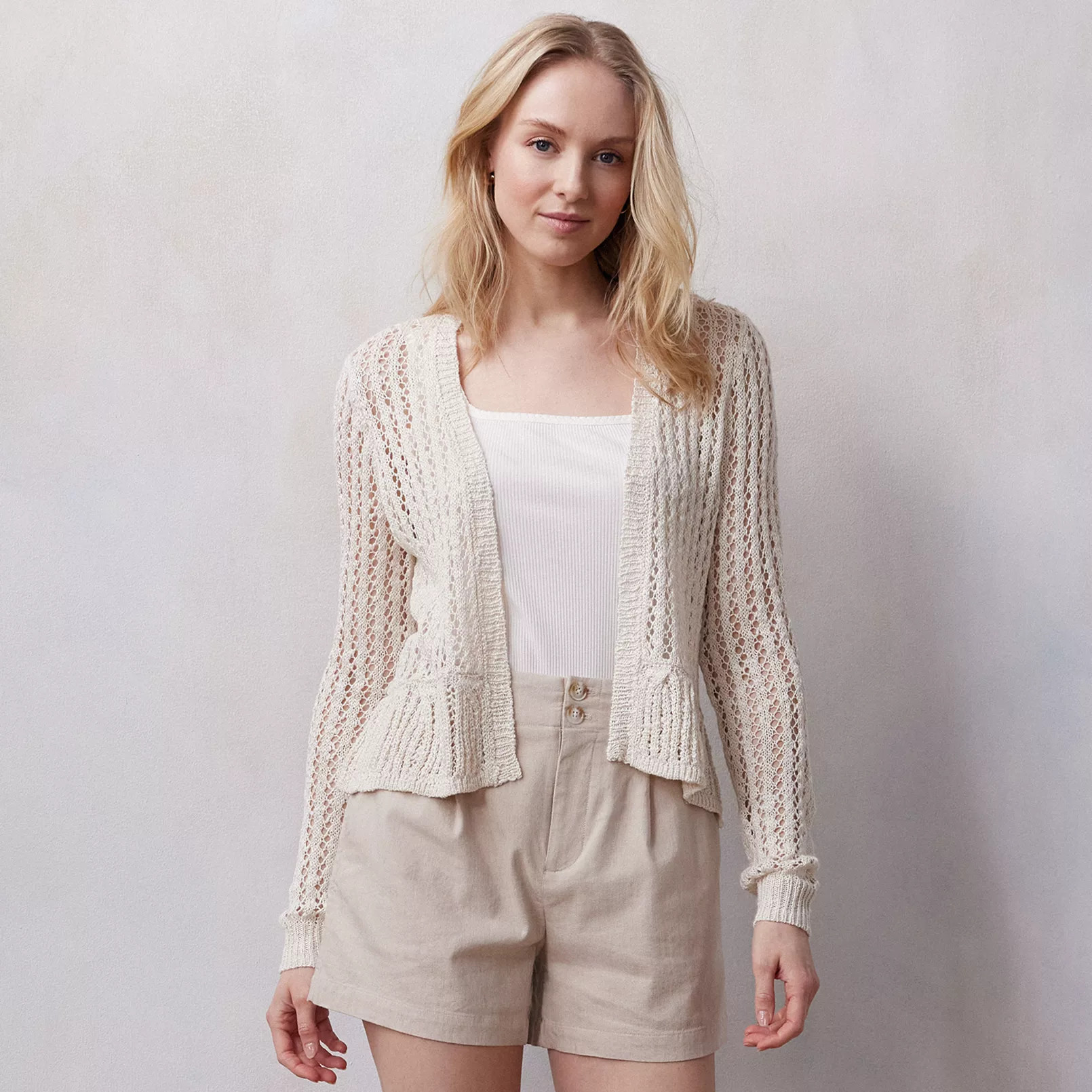 Women's LC Lauren Conrad Flounce Ruffle Cardigan | Kohl's