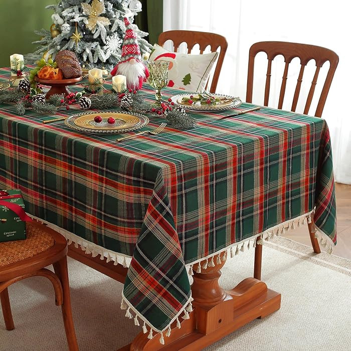Laolitou Christams Checkered Tablecloth Rectangle Washable Buffalo Plaid Xmas Table Cloth with Ta... | Amazon (US)