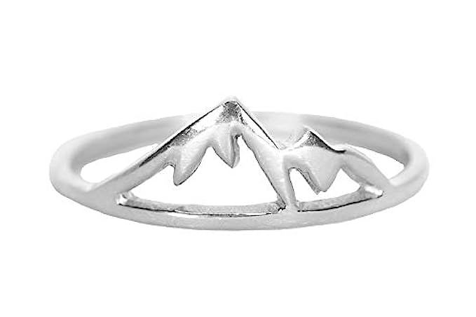 Pura Vida Sierra Silver Plated Ring - Mountain Design.925 Sterling Silver Band - Sizes 5-9 | Amazon (US)
