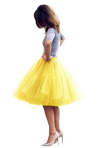 Yellow Puffy Dress for Women Tulle Tutu Skirt Knee Length Formal Ball Gown Dresses Yellow at Amaz... | Amazon (US)