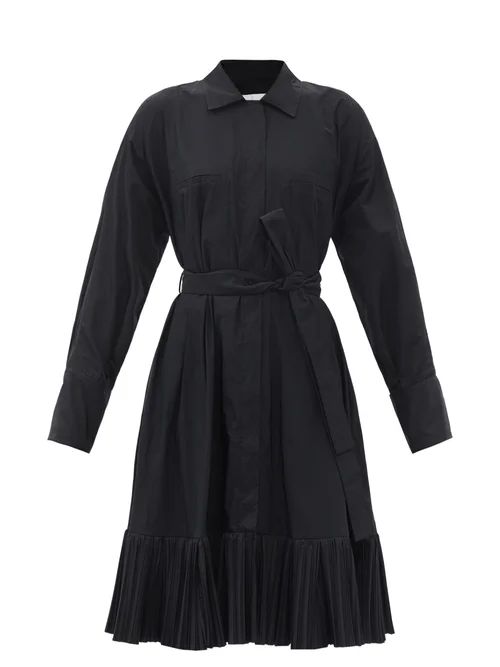 Jil Sander - Belted Taffeta Shirt Dress - Womens - Black | Matches (US)
