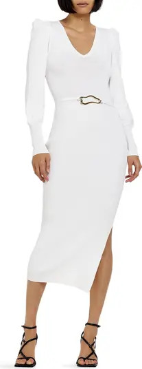 River Island Power Shoulder Long Sleeve Midi Sweater Dress | Nordstrom | Nordstrom