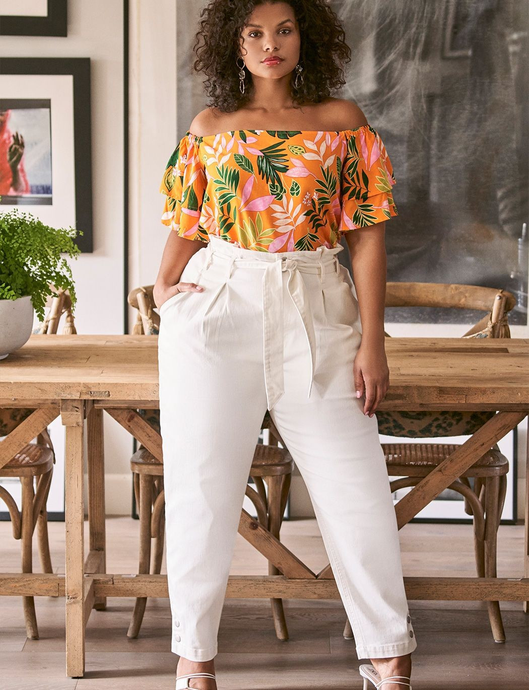 Off the Shoulder Flutter Sleeve Top | Eloquii