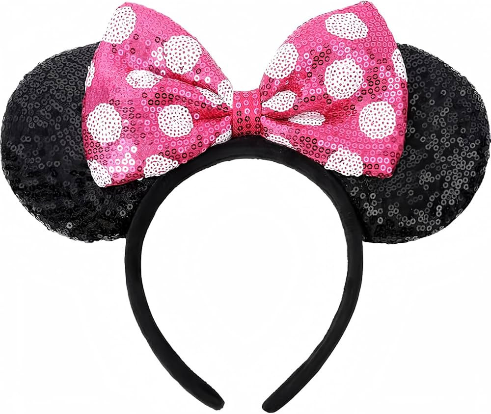 ETLUK Mouse Ears Headband, Mouse Ears Sequin Bow Headbands for Women Girls, Cosplay Accessories P... | Amazon (US)