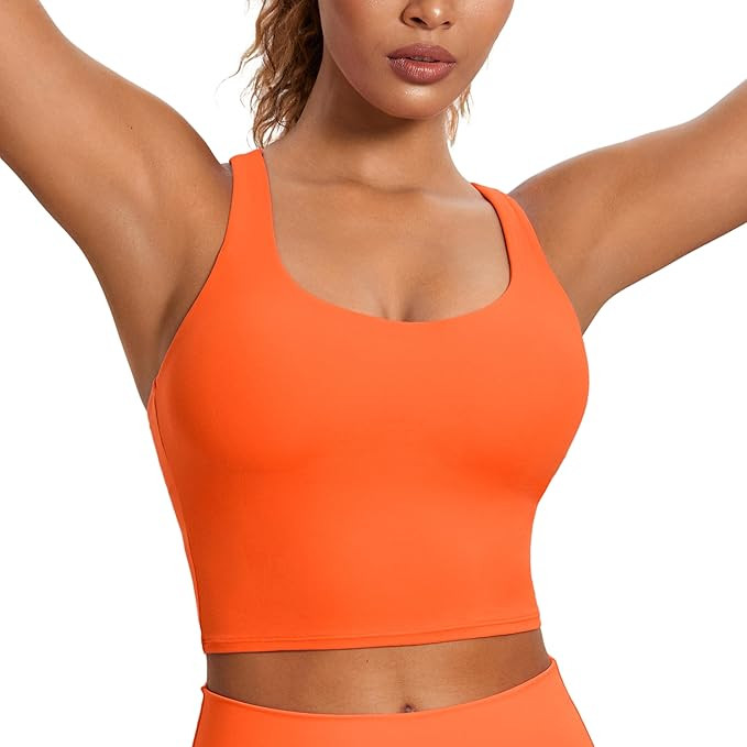 CRZ YOGA Womens Butterluxe Strappy Longline Sports Bra - Padded Criss Cross Yoga Bra Workout Crop... | Amazon (US)