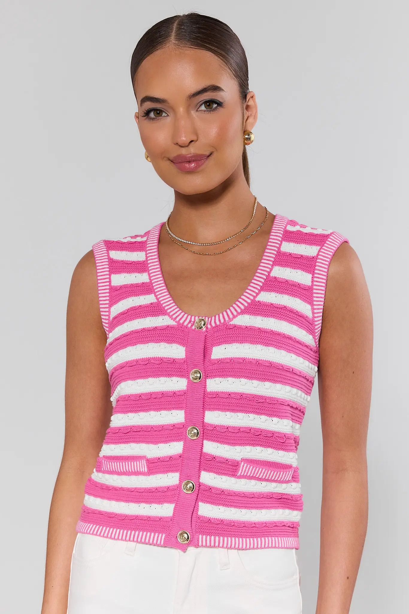Estella Pink Stripe Vest | Avara