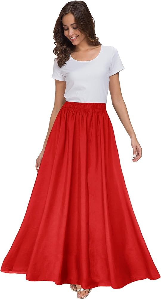 Sinono Womens Chiffon Retro Maxi Skirt Vintage Ankle-Length Skirts | Amazon (US)