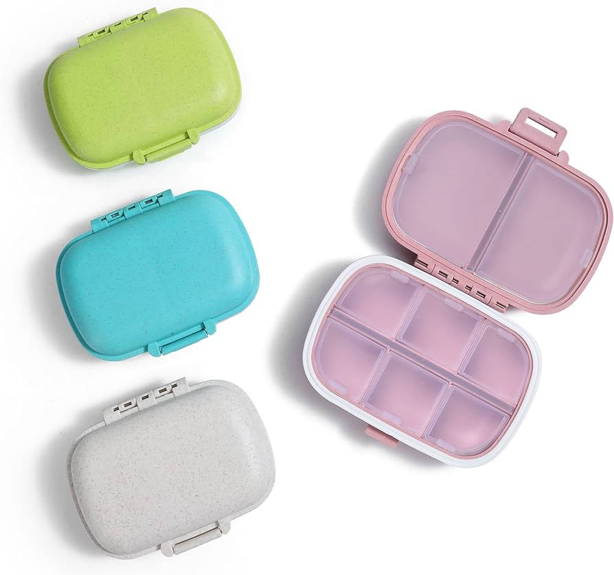 Holii 8 Compartments Travel Pill Organizer, Pocket Pharmacy for Purse Daily Pill Box Portable Med... | Amazon (US)