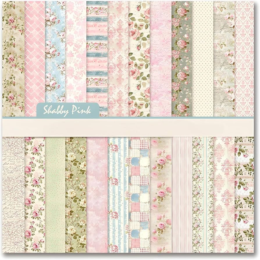 Shabby Pink 24 Sheets Scrapbook Paper Double Sided Printing Craft Paper for DIY Card Making Scrap... | Amazon (US)
