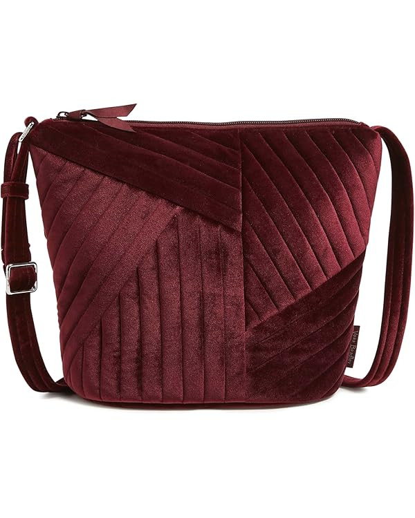 Vera Bradley Velvet Bucket Crossbody Purse, Raisin | Amazon (US)