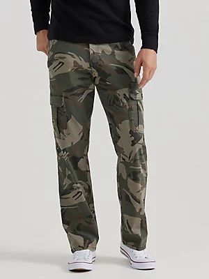 Wrangler® Men's Five Star Premium Relaxed Fit Flex Cargo Pant in Green Brown Camo | Wrangler