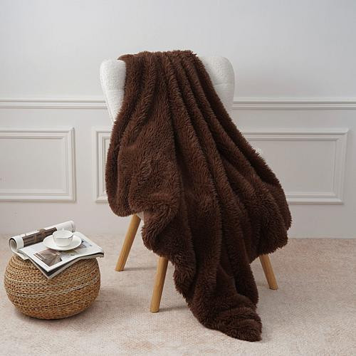 Warm & Cozy Shaggy Faux Fur 50"" x 60"" Throw - Brown | HSN