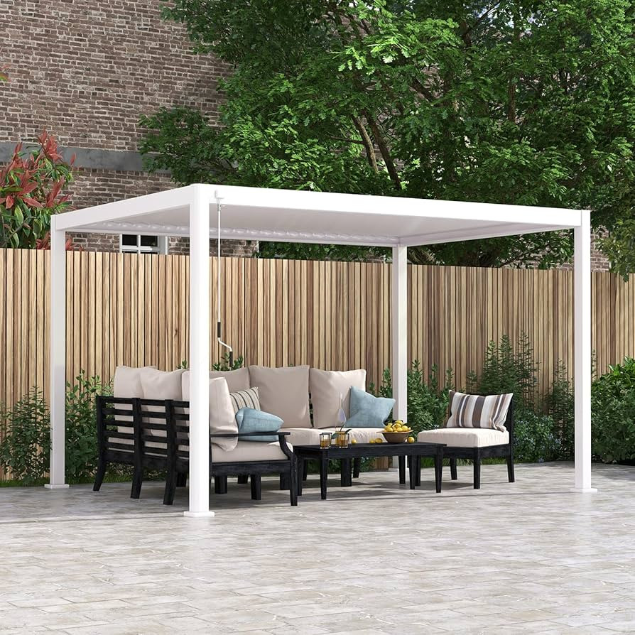 111S Round Louvered Pergola Gazebo, 10Ft x 13Ft, Full Aluminum Frame, Adjustable Roof, Outdoor, D... | Amazon (US)