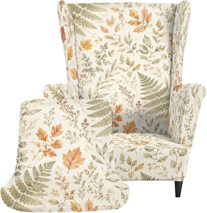 Xoenoiee Wingback Chair Slipcover, 2-Piece Wing Chair Covers Armchair Slipcovers with Elastic Bot... | Amazon (US)