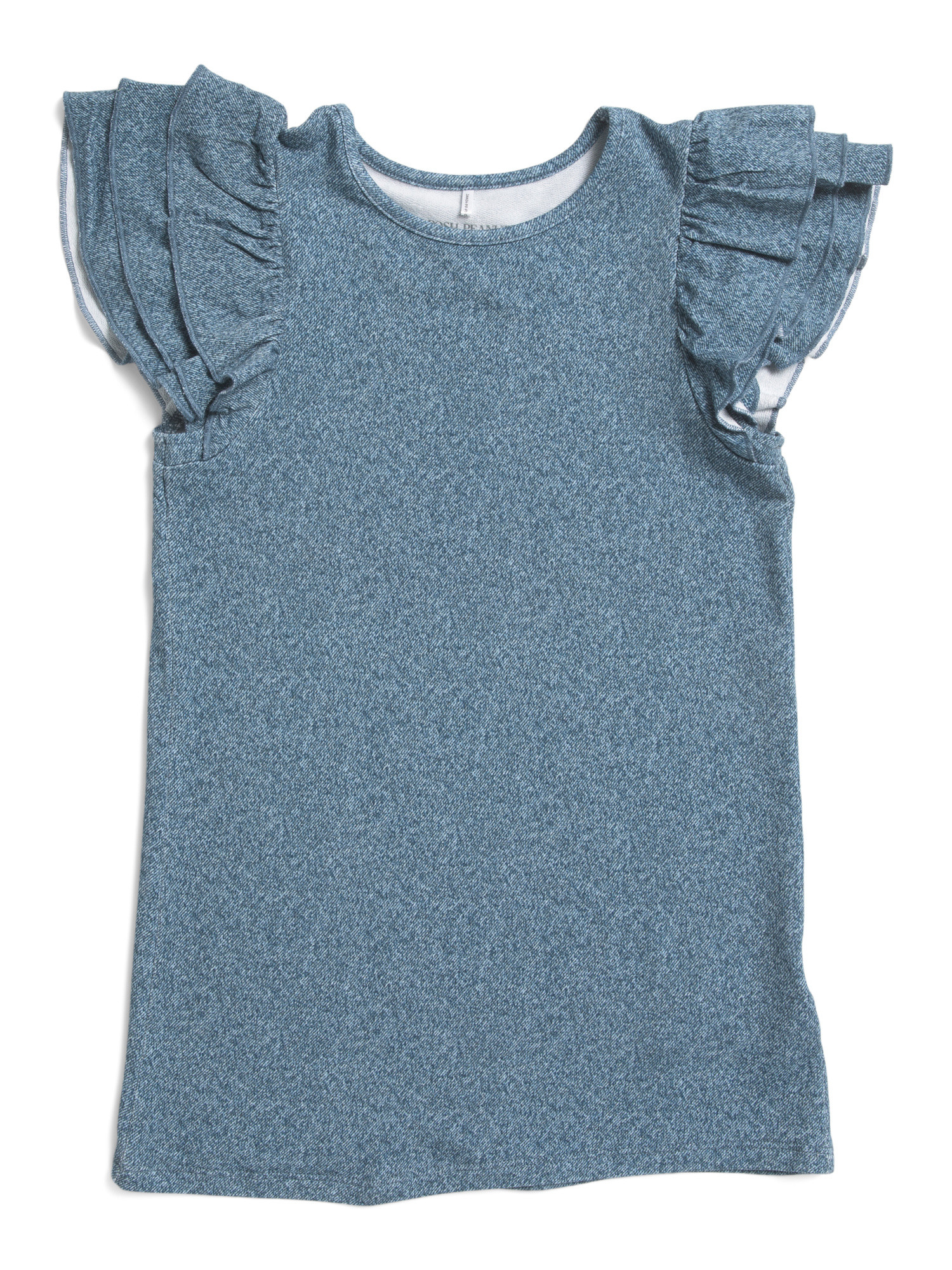 Toddler Girls French Terry Denim Ruffled Dress | TJ Maxx