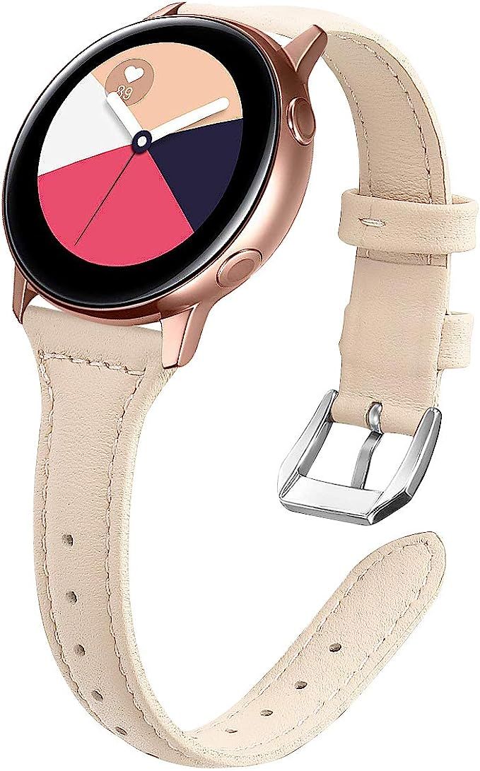 Compatible with Galaxy Watch Active Bands/Garmin Vivoactive 3 Band Leather,20mm Replacement Strap... | Amazon (US)