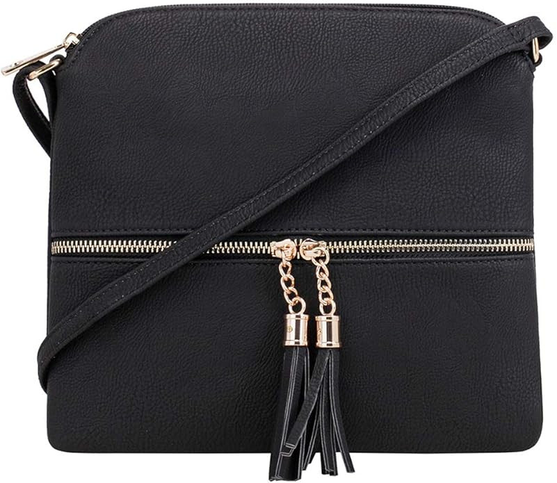 SG SUGU Lightweight Medium Crossbody Bag Shoulder Bag with Tassel and Zipper Pocket | Amazon (US)
