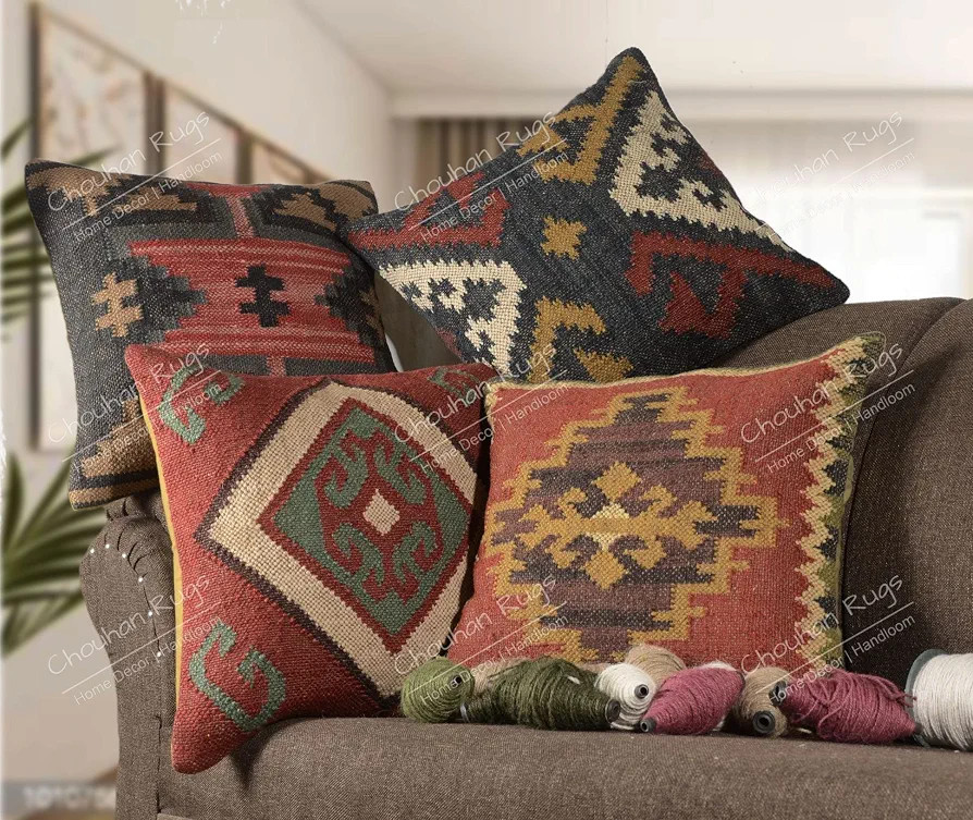 Chouhan Rugs Set of 4 Indian Hand Loomed Cushion Covers, Natural Jute Pillows Covers, 18x18 Inch ... | Amazon (US)