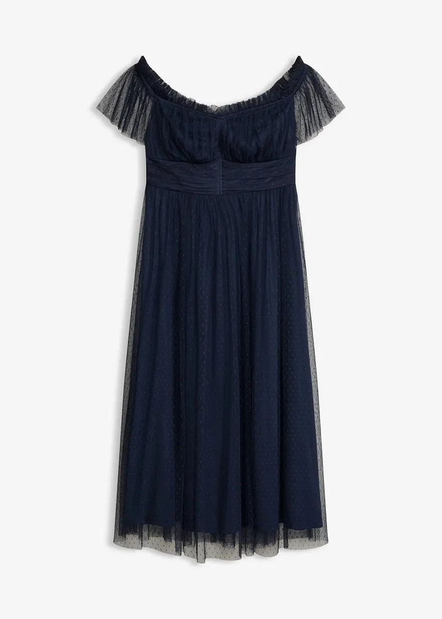 Romantisch und feminin: Maxikleid aus zartem sowie gemustertem T\u00fcll, welches sich auf den Sc... | Bonprix DE