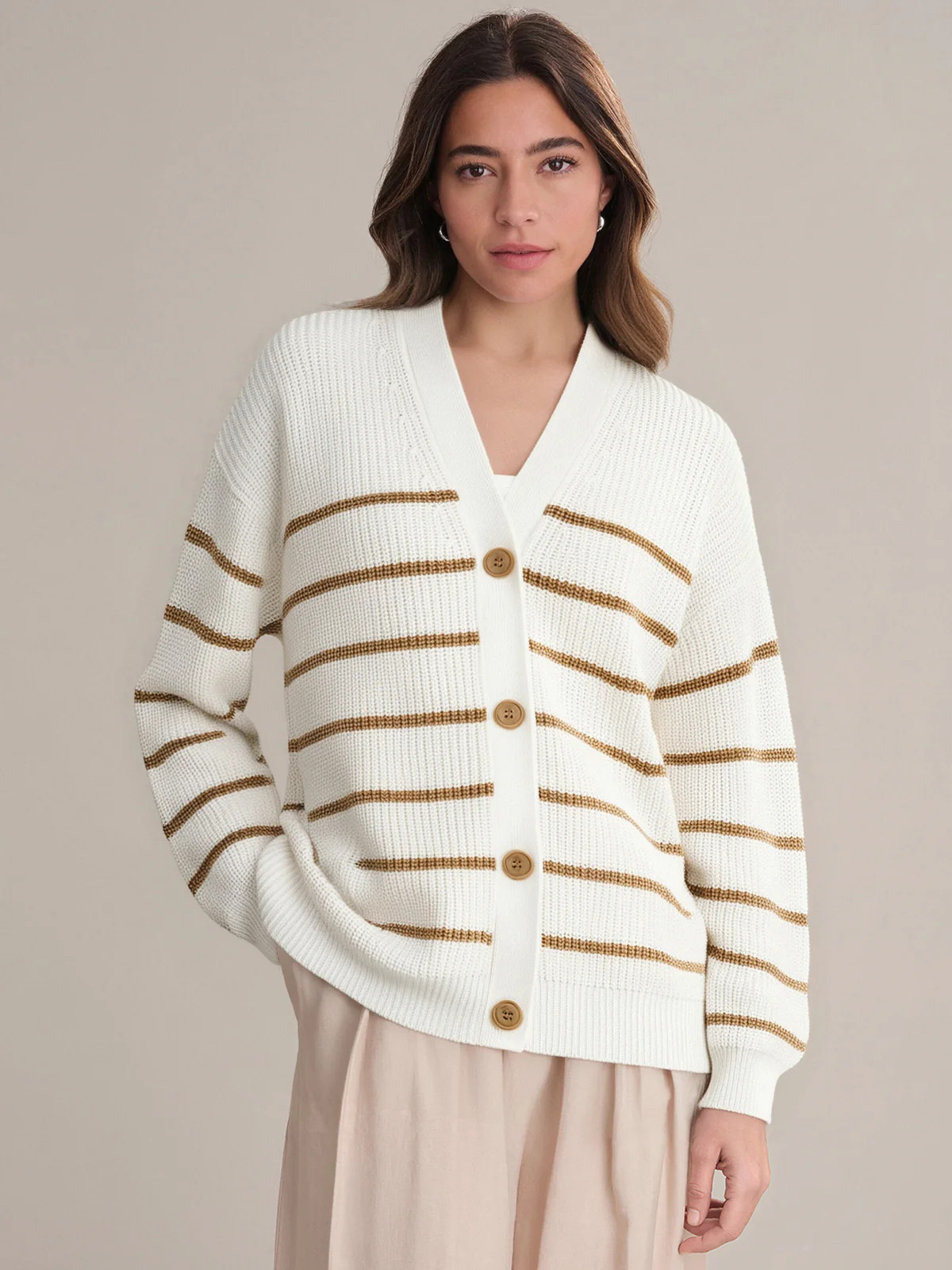 Emilia: Stripe Cotton Cocoon Cardigan | 525 America