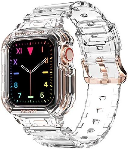 Compatible for Apple Watch Clear Band 40mm 38mm with Case, amBand Women Cute Girl Crystal Clear J... | Amazon (US)
