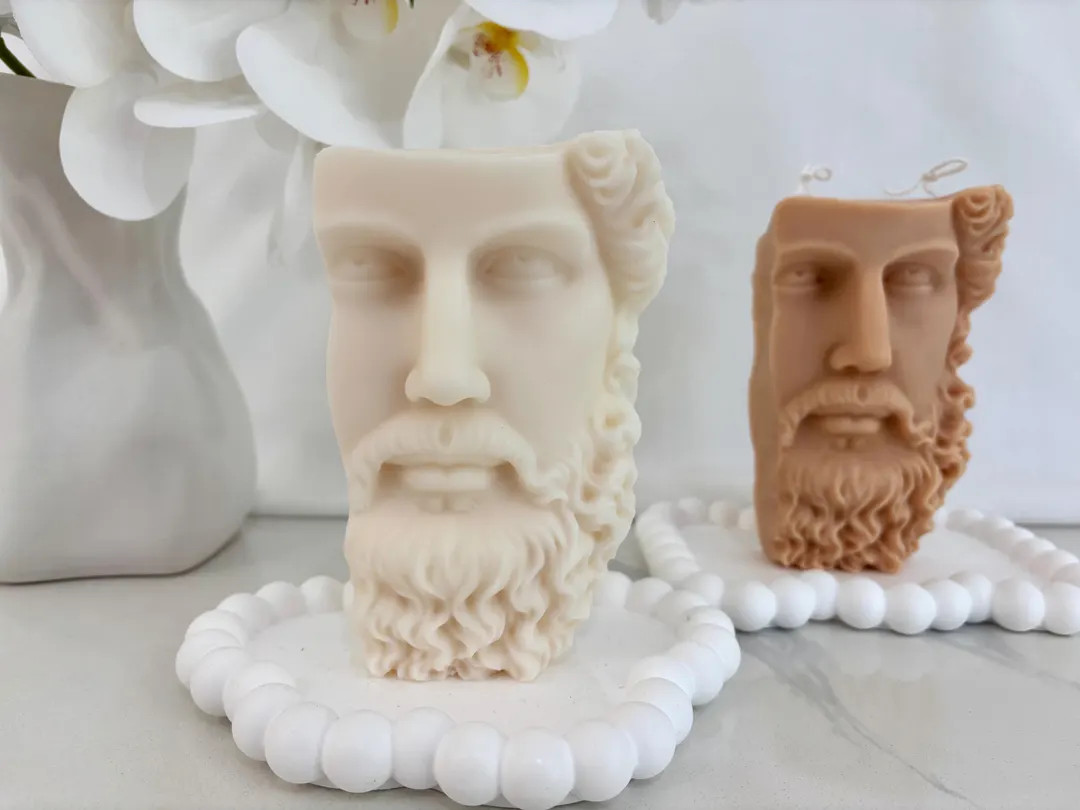 Zeus Head Candle: Handmade Soy Wax Sculpture, Home Decor | Etsy (US)