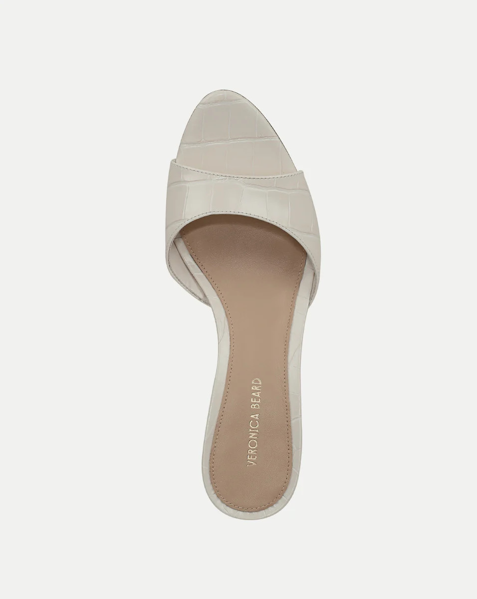 Tia Croc-Embossed Kitten Heel in White | Veronica Beard | Veronica Beard