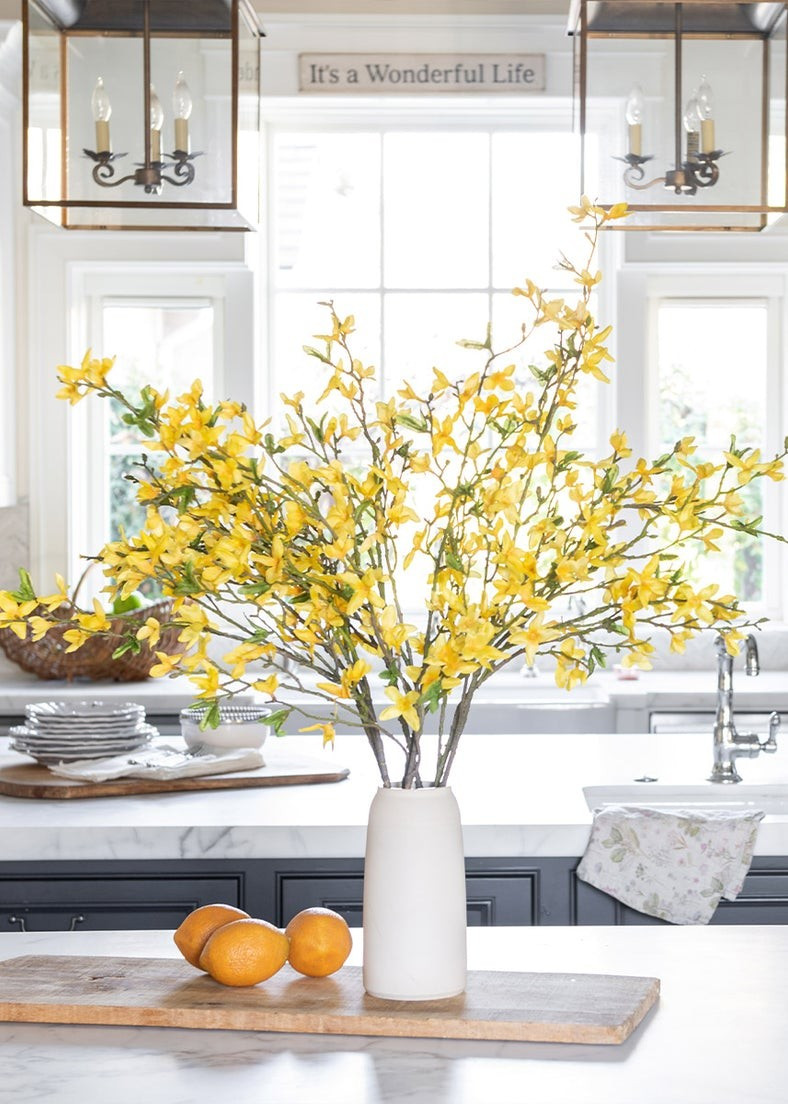 Yellow Faux Spring Flowers Forsythia Branch - 36" | Afloral (US)