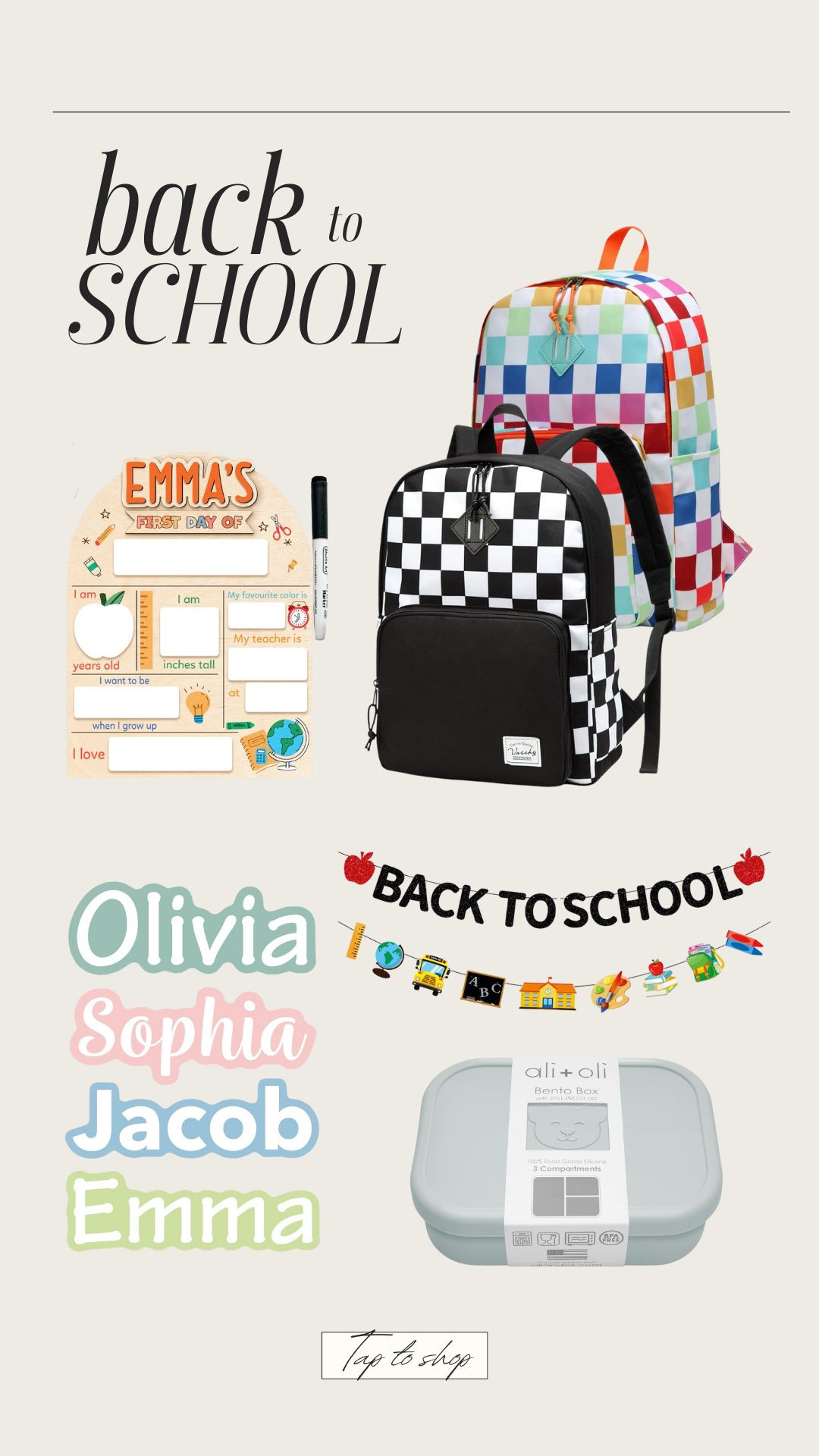 back to school finds | back to school banner, silicone lunch box, backpack, first day of school board 

 #LTKItBag #LTKKids #LTKFamily